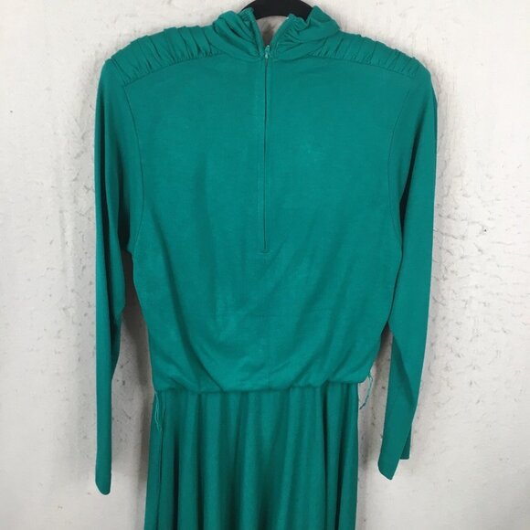 Vintage Jessica Howard By Mitchell Robbell Dress Womens 10 Green Belted Maxi 80s - Picture 16 of 16